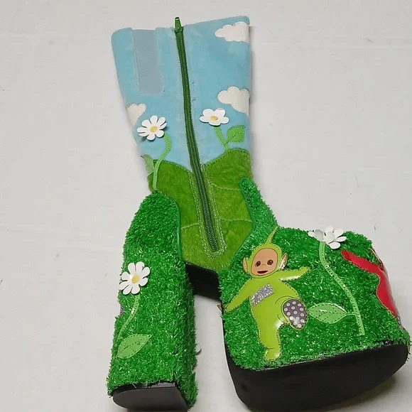 Dolls Kill x Teletubbies Platform Boots Multicolor Fur & Turf Kawaii RARE Size 6 - Picture 14 of 16